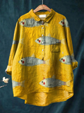 Harper | Women's Vintage Fish Art Print Casual Shirt